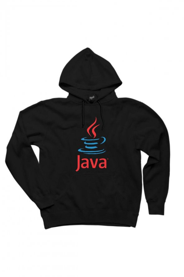 Java Logo Siyah Kapşonlu Sweatshirt / Hoodie