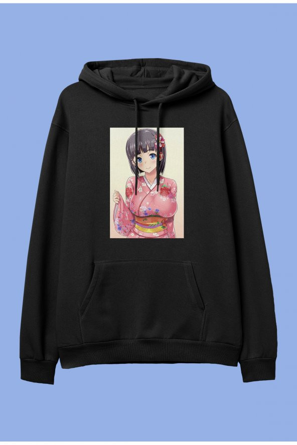 Sword Art Online Kirigaya Suguha (Leafa) anime karakter baskılı kapüşonlu sweatshirt hoodie