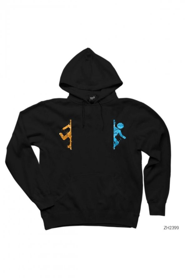 Portal 2 Co-Op 2 Siyah Kapşonlu Sweatshirt Hoodie