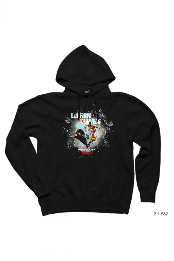 Lebron James Splatter Siyah Kapşonlu Sweatshirt Hoodie - 1