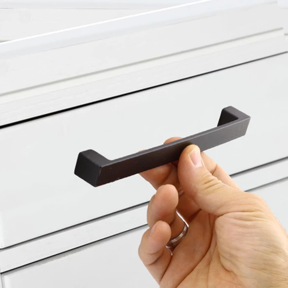 Bihter Mutfak Kulpu Çekmece Dolap Kapak Kulbu Metal Kulp Mobilya Dolabı Kulpları Siyah 128 mm - 3