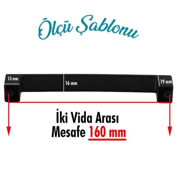 Bihter 160 mm Mutfak Kulpu Çekmece Dolap Kapak Kulbu Metal Kulp Mobilya Siyah Dolabı Kulpları - 4
