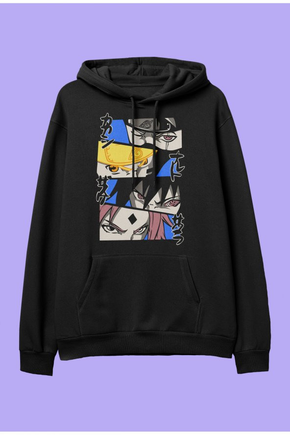 Naruto team 7 göz anime karakter baskılı kapüşonlu sweatshirt hoodie