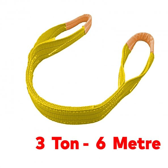 Spanzet Sapan Polyester Sarı Renk 3 Ton 6 Metre Sağlam Yük Kaldırma Taşıma İndirme Halat - Resim 2
