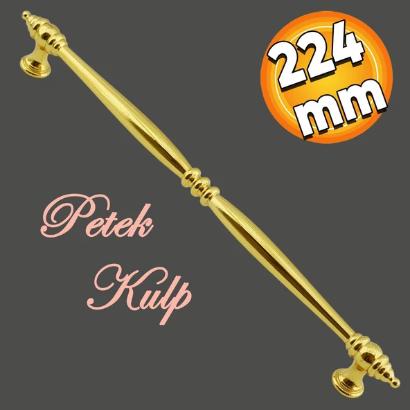Petek Mobilya Mutfak Dolabı Çekmece Dolap Kapak Kulpu Düz Metal Kulbu Kulp Kulpları 224 Mm Altın