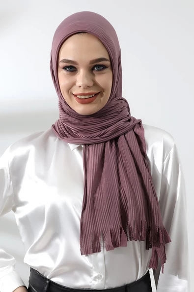 Gül Kurusu Tesettür Hazır Pratik Fitilli Pamuklu Şal