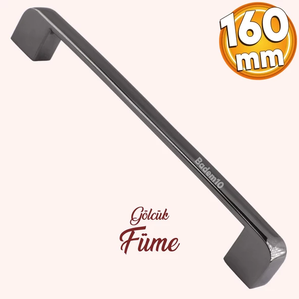 Gölcük Oval Mobilya Mutfak Dolap Çekmece Dolabı Kapak Metal Kulpu Kulbu Kulpları Füme 160 Mm