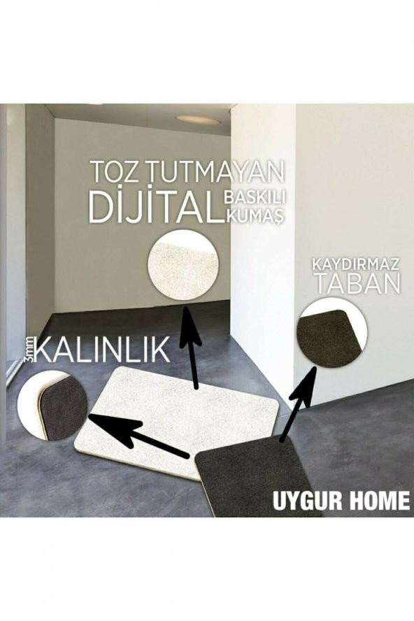 Uygur Home Sweet Home Tasarım Coco Görünümlü Dekoratif Dış Kapı Önü ve Iç Mekan Paspası - 5