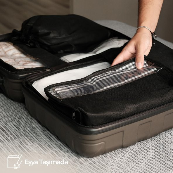 CUTY HOME EV TEKSTİL SİYAH VALİZ ORGANİZER-4LÜ SET - 2