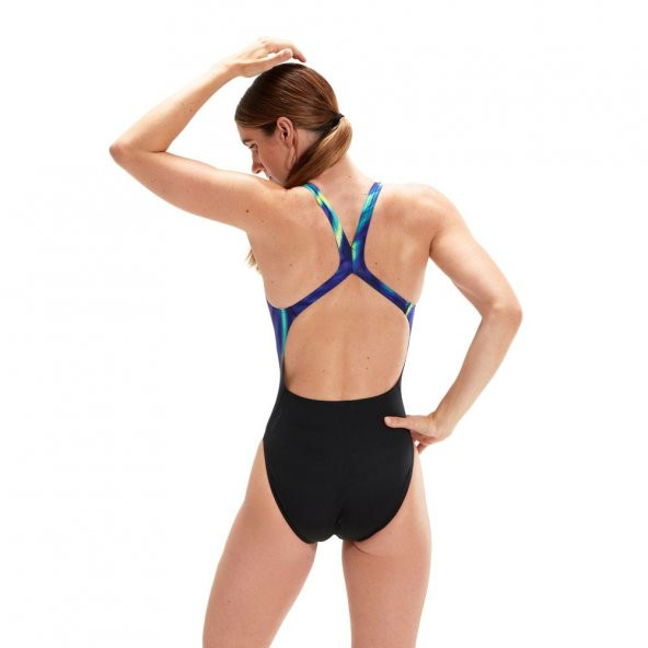 SPEEDO KADIN YÜZÜCÜ MAYOSU PLMT DIGI PBK 1PC AF BLACK/BLUE 8-00314815196 YZM - 4