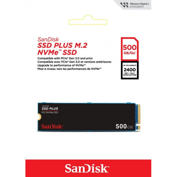 SanDisk SSD PLUS 500GB 2400MB-1500MB/s M.2 PCIe Gen 3.0 NVMe SSD SDSSDA3N-500G-G26 - 4