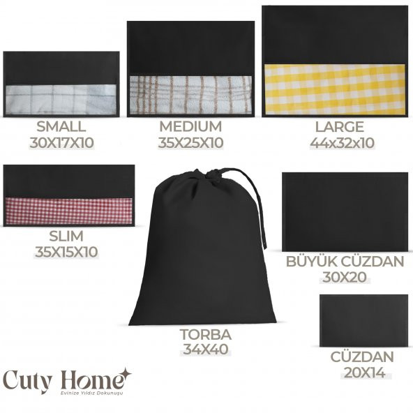 CUTY HOME EV TEKSTİL SİYAH VALİZ ORGANİZER-7Lİ SET - 4