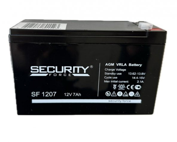 Security Force Serisi SF-1207 12 Volt 7 Amper Bakımsız Kuru Akü Alarm Paneli Aküsü