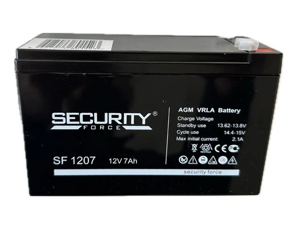 Security Force Serisi SF-1207 12 Volt 7 Amper Bakımsız Kuru Akü Alarm Paneli Aküsü