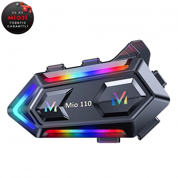Mioji Mio 110 RGB 1000mAh IPX6 Kask Intercom Motosiklet Bluetooth Kulaklık