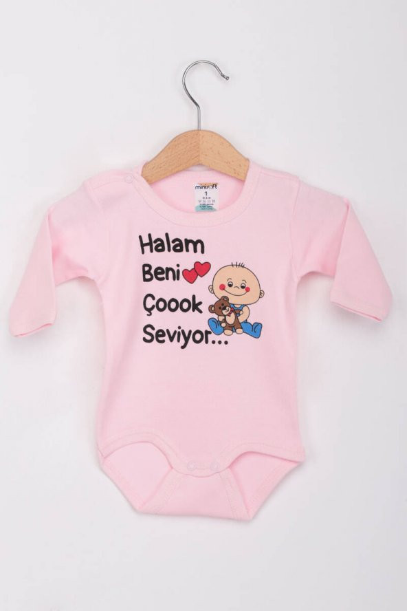 Halam Beni Çok Seviyor Uzun Kollu Zıbın | Pembe  Pembe 2 Yaş
