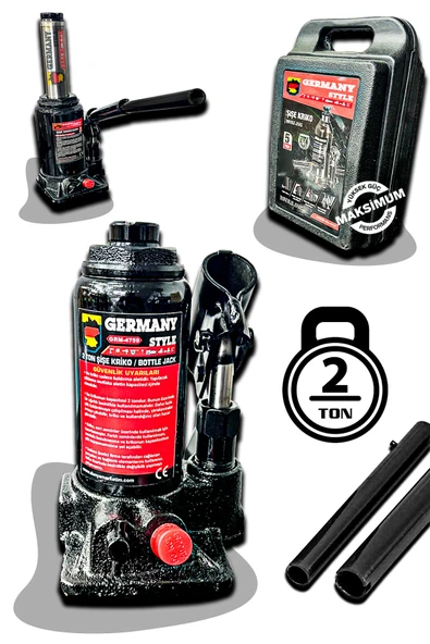 GERMANY STYLE GRMPRO 2 Ton Kapasiteli Şişe Kriko Çanta Tipi Kriko 2 Ton Şişe Kriko