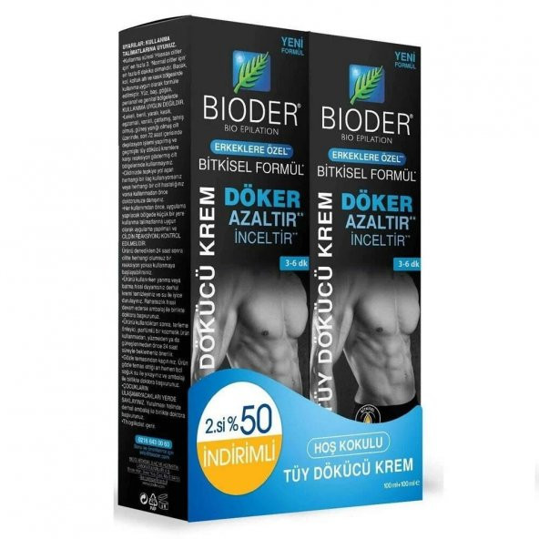 Bioder Erkeklere Özel Tüy Dökücü Krem 2x100 Ml