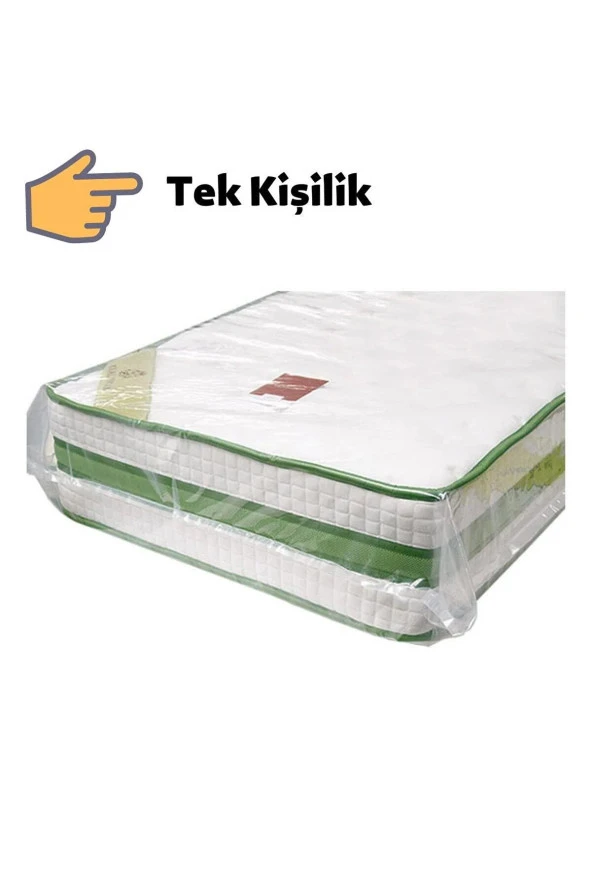 Vakumsuz Şeffaf Tek Kişilik Yatak Baza Saklama Taşıma Kılıfı Poşeti Torbası - 120x200 Cm. - 5 Adet - Resim 3