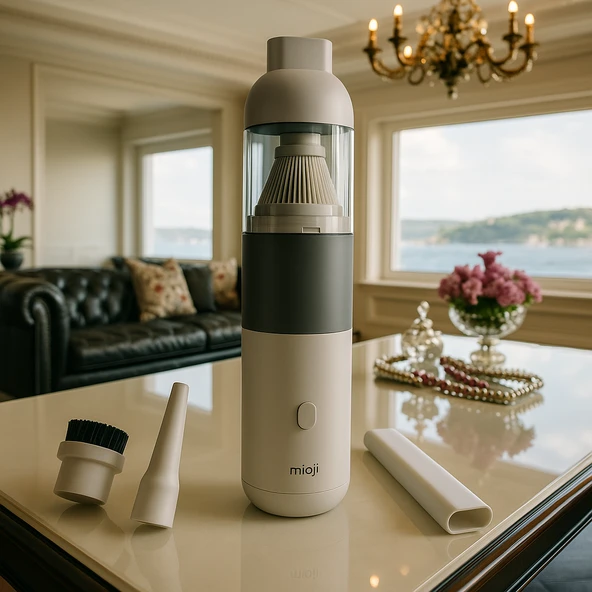 Mioji Mio 3 3000mAh Vacuum Cleaner 6000Pa Taşınabilir Araç ve Ev Mini Şarjlı Süpürge - Beyaz - 2