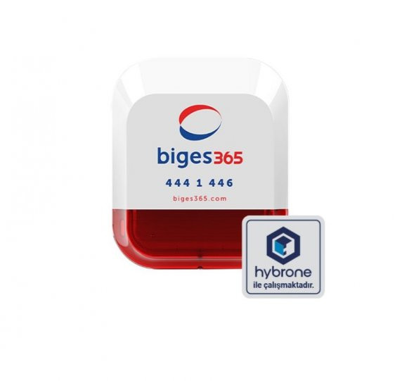 Biges365 BGS365-WOSR-XL IoT Kablosuz Dış Ortam Siren Hybrone ile çalışır