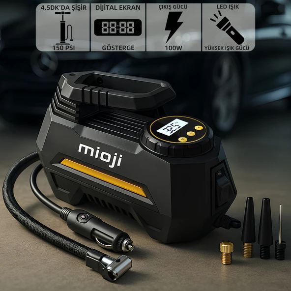 Mioji Mio 10 Taşınabilir 150PSI 12V 120W Araba Hava Pompası