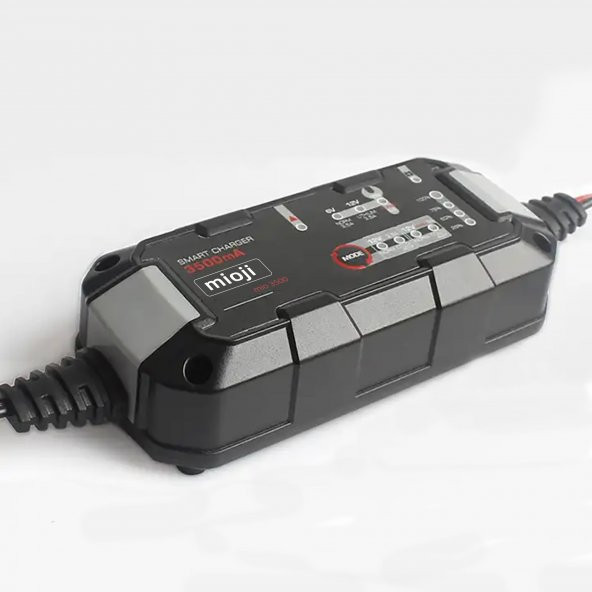 Mioji Mio 3500 3.5A 6V ve 12V Araba Şarj, Akü Bakım, Damlama Şarj Cihazı ve Motosiklet, ATV, Lityum ve Derin Döngülü Aküler için Kükürt Giderici Akıllı Akü Şarj Cihazı - 3