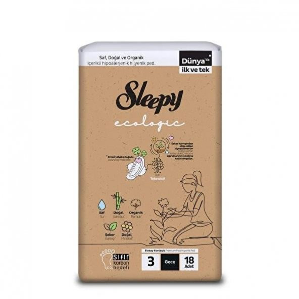Sleepy Ecologic Premium Plus Hijyenik Gece Ped 18 Adet - 2
