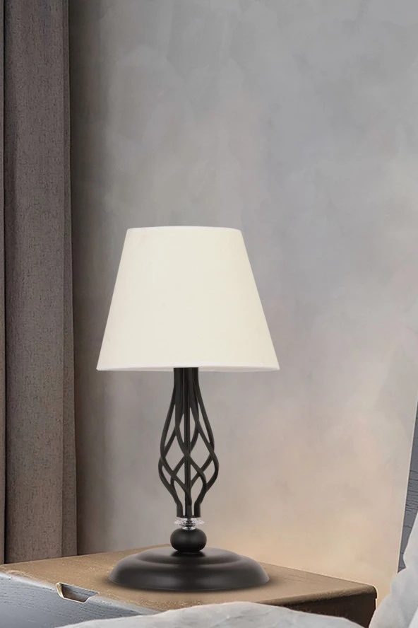 Apliqa Lupin Beyaz Şapkalı Siyah Masa Lambası Modern Tasarım Salon-Yatak Odası Retro Abajur
