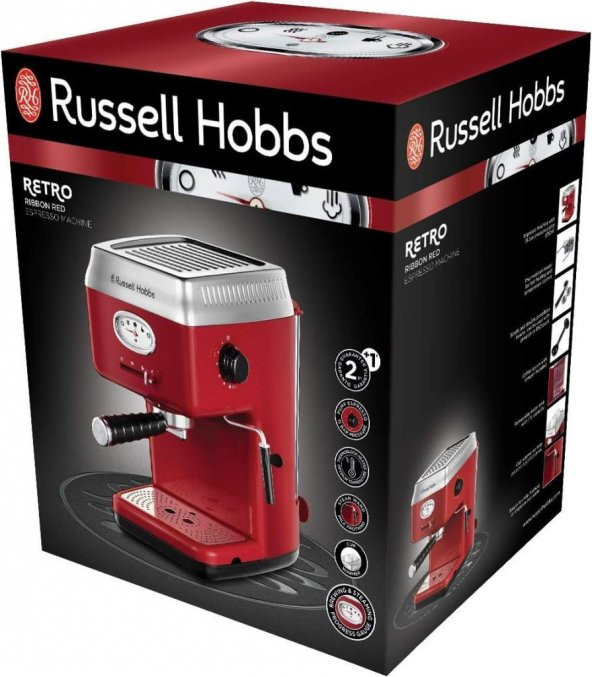 Russell Hobbs 28250-56 Retro Kırmızı Espresso Makinesi Teşhir ürün görseli 1