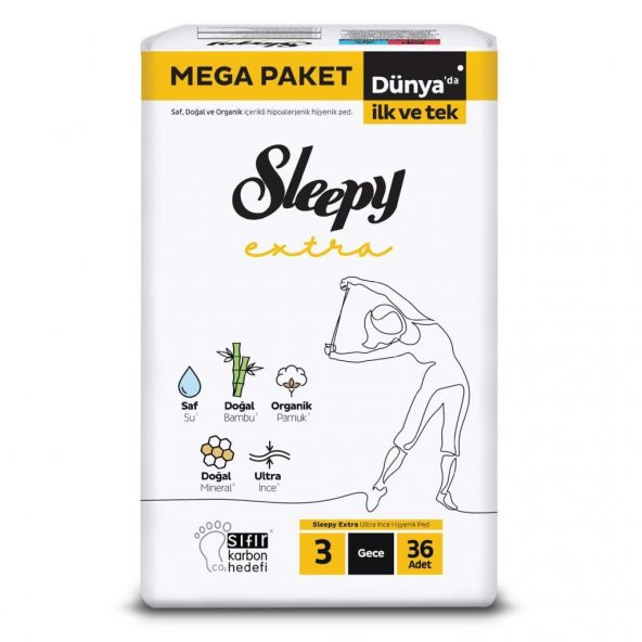 Sleepy Extra Ultra İnce Hijyenik Gece Ped 36 Adet - 2