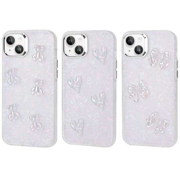 iPhone 15 Plus Kılıf Kabartma Figürlü Parlak Eralli Silikon Kılıf - Resim 11