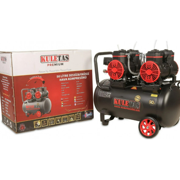 KULETAŞ 50 LT 4 HP 8 BAR SESSİZ YAĞSIZ HAVA KOMPRESÖRÜ(PREMIUM)