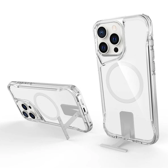 iPhone 15 Pro Max Kılıf Magsafe Şarj Özellikli T-Max Standlı Kılıf - 5