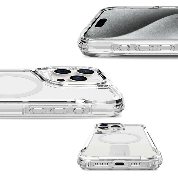 iPhone 15 Pro Kılıf Magsafe Şarj Özellikli T-Max Standlı Kılıf - Resim 6