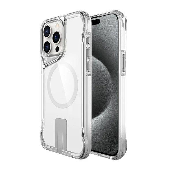 iPhone 15 Pro Kılıf Magsafe Şarj Özellikli T-Max Standlı Kılıf - Resim 2