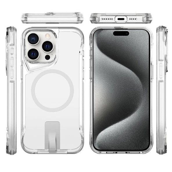 iPhone 15 Pro Kılıf Magsafe Şarj Özellikli T-Max Standlı Kılıf - Resim 7