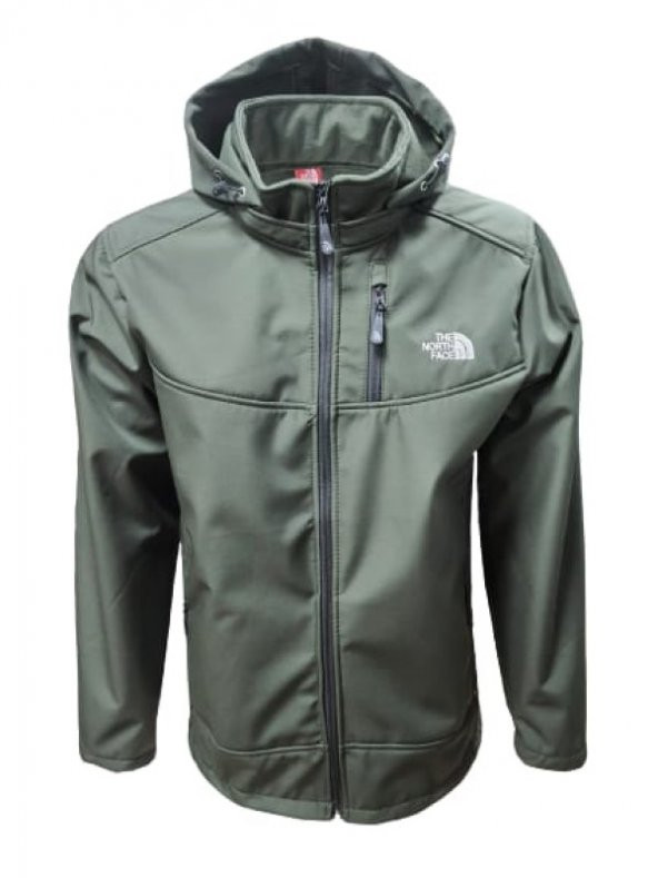 The North Face T01463 Erkek Büyük Beden Softshell Kapüşonlu Mont  - T01463 - Haki - 1