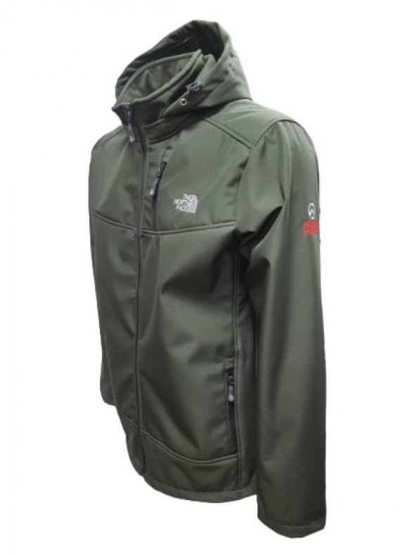The North Face T01463 Erkek Büyük Beden Softshell Kapüşonlu Mont  - T01463 - Haki - 2