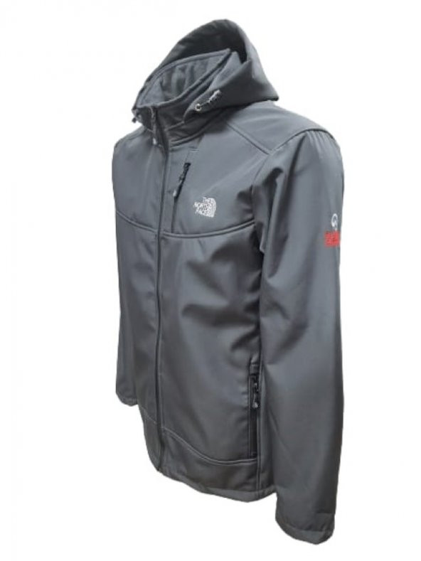 The North Face T01463 Erkek Büyük Beden Softshell Kapüşonlu Mont  - T01463 - Antrasit - 2