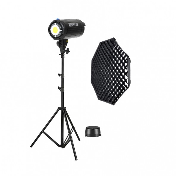 GDX HD-200W Led Video Işığı Full Set (140 Octagon Softbox + 260cm Işık Ayağı)