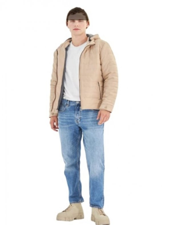 Delpino D0306 Erkek Süet Slim Kesim Kapüşonlu Mont - D0306 - Vizon - ST01240-Vizon-XL - 2