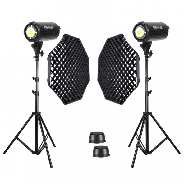 GDX HD-200W Led Video Işığı 2'li Full Set (120 Octagon Softbox + 260cm Işık Ayağı) ürün görseli 1