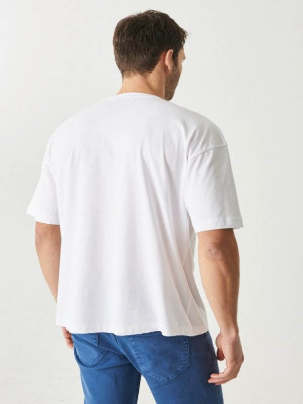 Hacker Erkek Owersize Sıfır Yaka Kısa Kol T-shirt Alc33 - Beyaz - 3