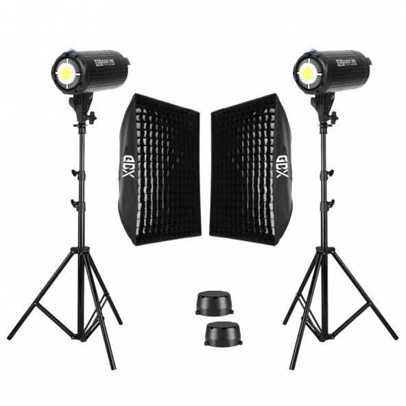 GDX HD-200W Led Video Işığı 2'li Full Set (60x90 Softbox + 260cm Işık Ayağı)