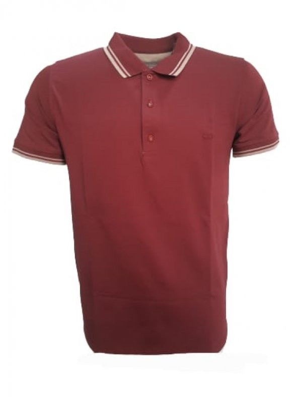 Rey Polo Erkek Basic Polo Yaka Kısa Kol T-shirt R01201 - Bordo - M
