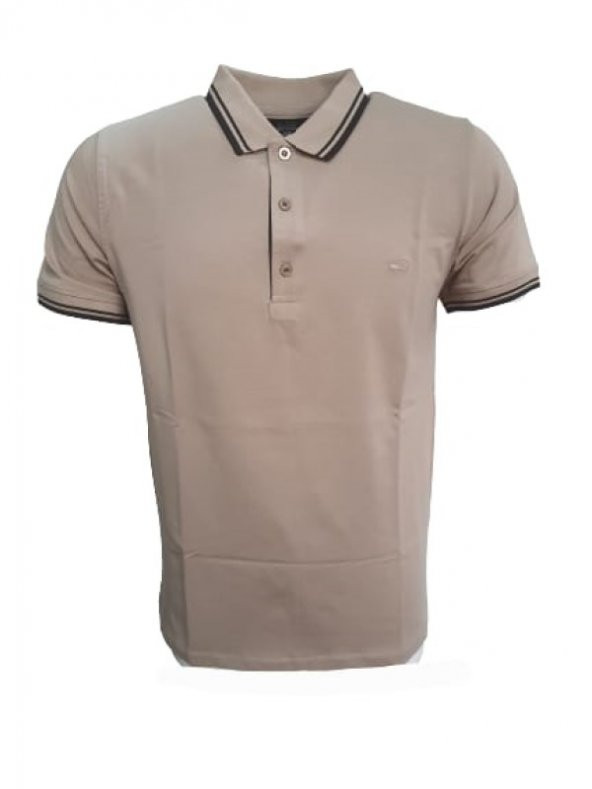 Rey Polo Erkek Basic Polo Yaka Kısa Kol T-shirt R01201 - Bej - L