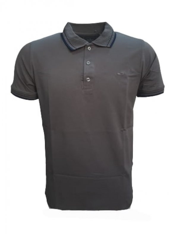 Rey Polo Erkek Basic Polo Yaka Kısa Kol T-shirt 979 - Gri - L