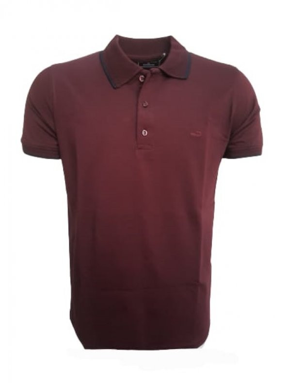 Rey Polo Erkek Basic Polo Yaka Kısa Kol T-shirt 979 - Bordo - M