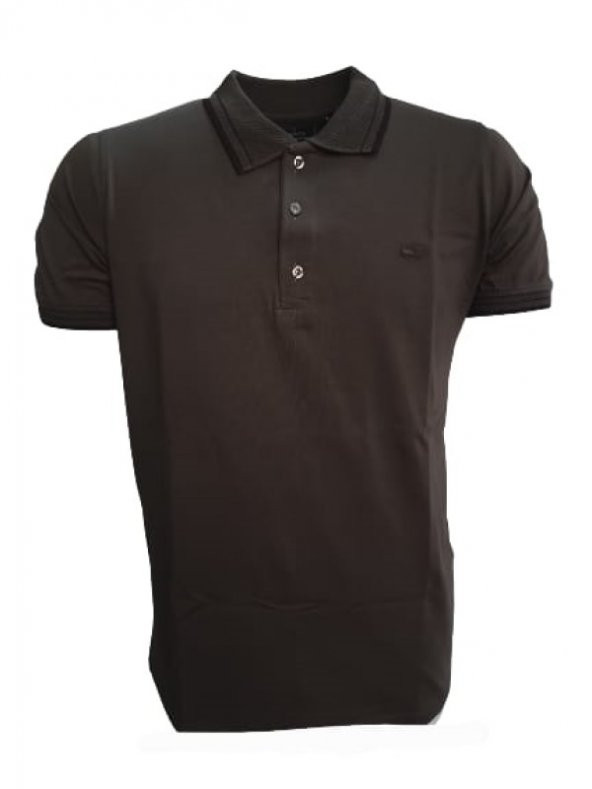 Rey Polo Erkek Basic Polo Yaka Kısa Kol T-shirt 979 - Açık Kahverengi - M